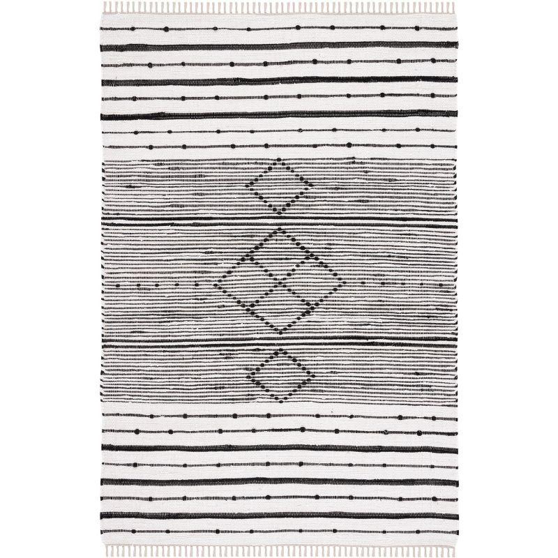 Striped Kilim STK204 Hand Woven Area Rug - Ivory/Black - 3'x5' - Safavieh.