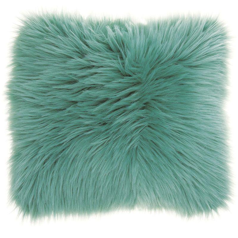 Celadon Faux Fur Square Kids Throw Pillow Set