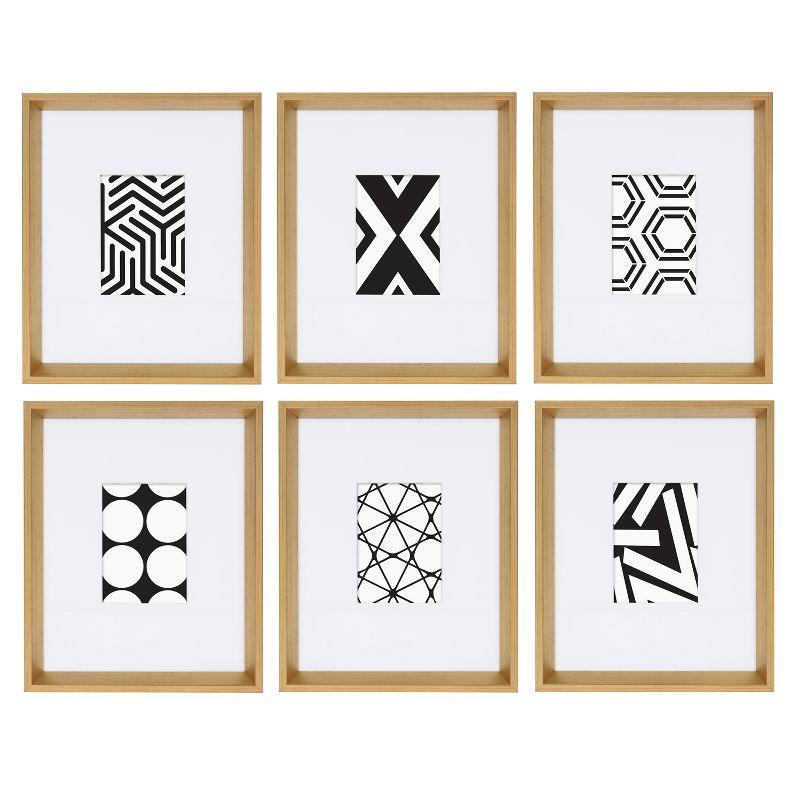 Modern Abstract Geometric 6-Piece Black & White Art Print Set