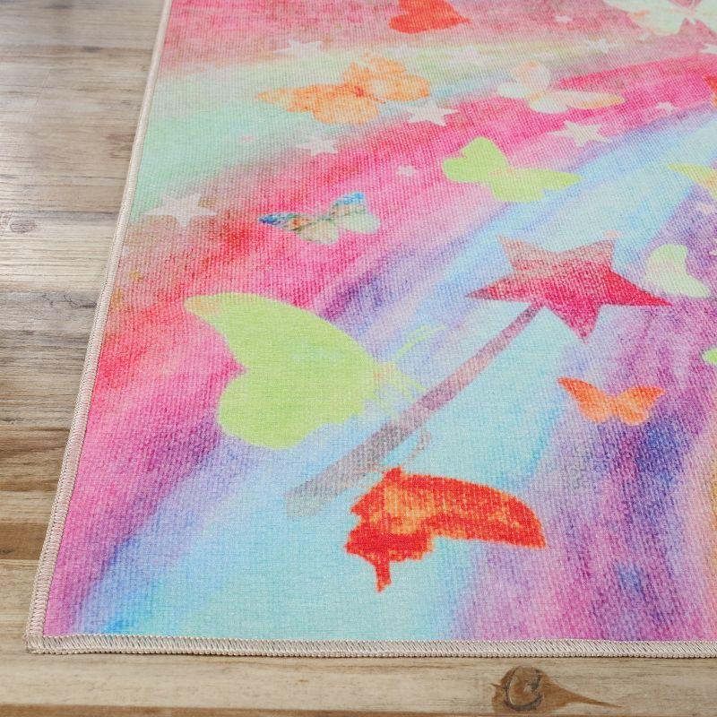 Butterfly Non-Slip Kids Playroom Nursery Washable Indoor Area Rug, 4'x6', Apricot - Blue Nile Mills