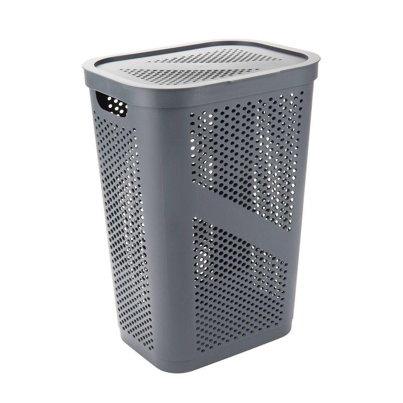 Mind Reader Mind Reader 40L Slim Laundry Hamper, Clothes Basket, Lid, Wicker Design, Plastic