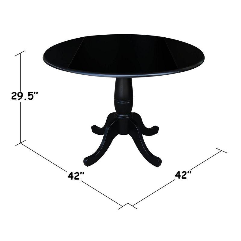 42" Round Black Wood Extendable Dining Table