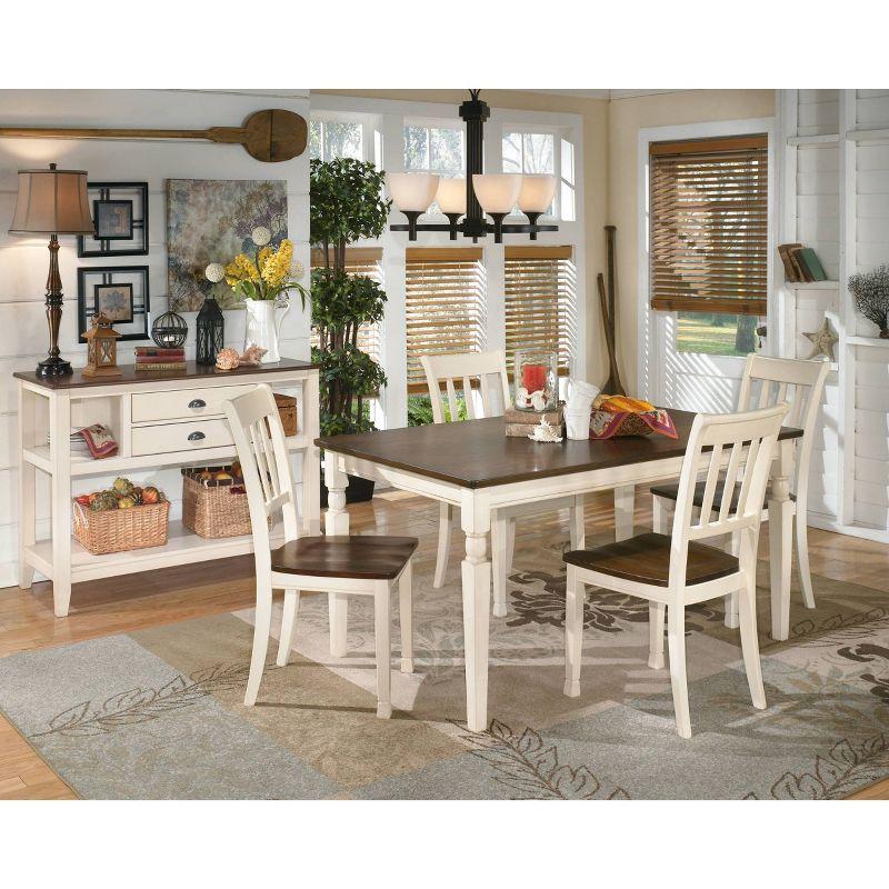 2pc Whitesburg Dining Room Side Chair Cottage White - Signature Design by Ashley: Hardwood Frame, Slat Back Design