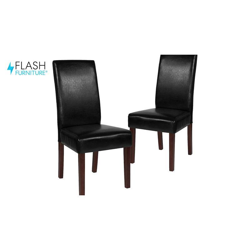 Flash Furniture Greenwich Series Gray Fabric Upholstered Panel Back Mid-Century Parsons Dining Chair