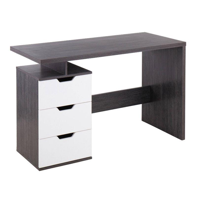 Quinn Contemporary Computer Desk: Expansive Work Surface, 3 Storage Drawers - LumiSource