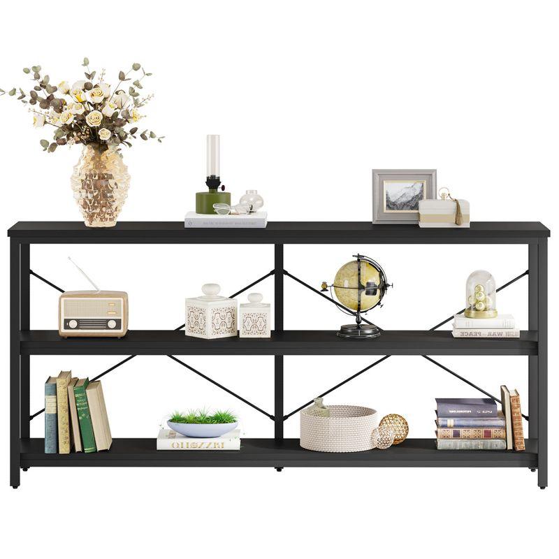 Tribesigns 55 Inches 3 Tiers TV Stand Console Long Sofa Table, Black