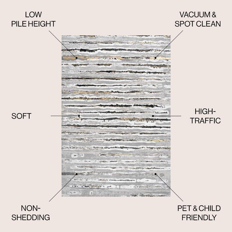 3'x5' Batten Modern Stripe Area Rug, Gray/Black - JONATHAN Y