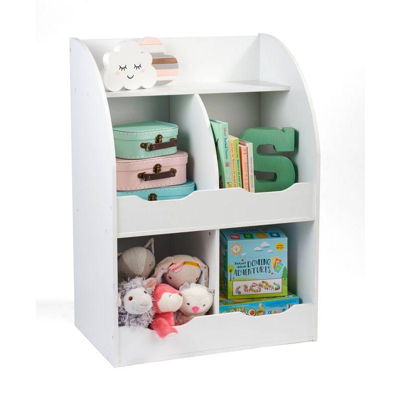 Bright White Multi-Cubby Toy & Book Organizer for Kids