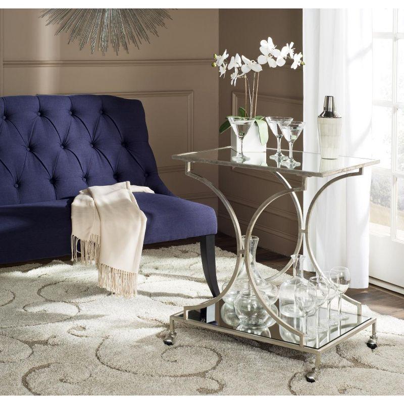 Ignatius Bar Cart - FOX2555A - Silver/Mirror - Safavieh