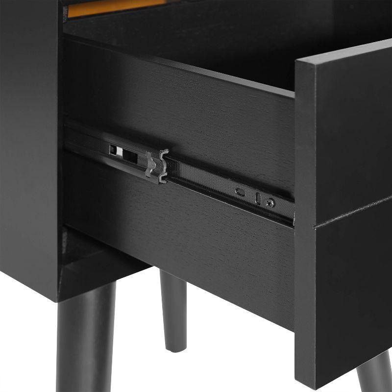 Landon Matte Black Mid-Century Modern Nightstand with Tapered Legs