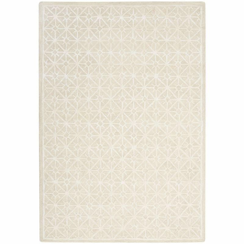 Geometric Handmade Tufted Ivory Area Rug