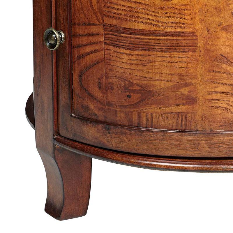 Kensington Hill Kendall Vintage Wood Round Accent Table 20" Wide with Drawer and Shelf Cherry Curved Legs for Living Room Bedroom Bedside Entryway