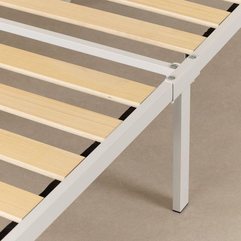 South Shore Full Metal Platform Bed with Natural Cane White/Natural: Laminated Finish, No Box Spring Needed