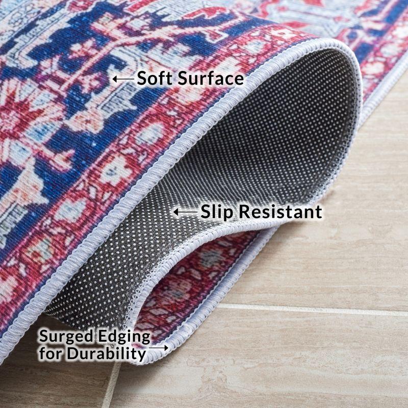 Tucson TSN108 Power Loomed Machine Washable Runner Rug - Red/Navy - 2'6"x16' - Safavieh.