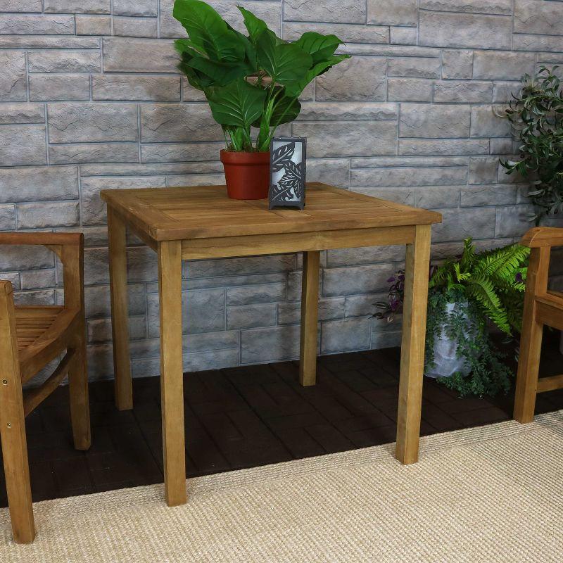 Sunnydaze Light Brown Teak Square Outdoor Dining Table