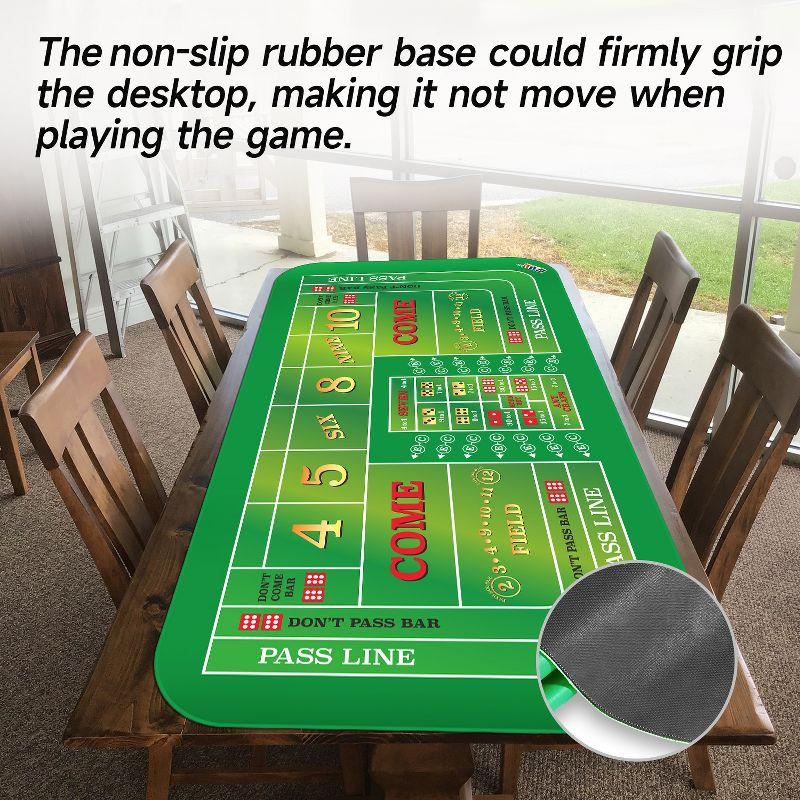 GSE 70" x 35" Casino Craps Tabletop Layout Mat with Carrying Bag, Non-Slip Rubber Layout Mat