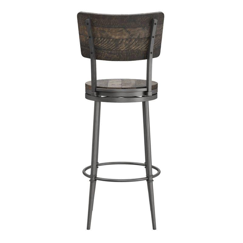 Rustic Farmhouse 26'' Gray Wood and Metal Swivel Barstool