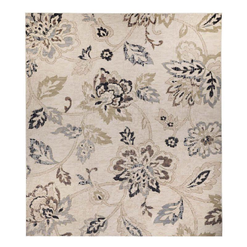 Modern Bohemian Farmhouse Floral Indoor Area Rug, 12'x15', Cream - Blue Nile Mills