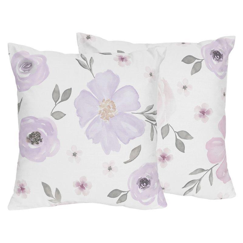 Watercolor Floral Square Pillow Cover & Insert