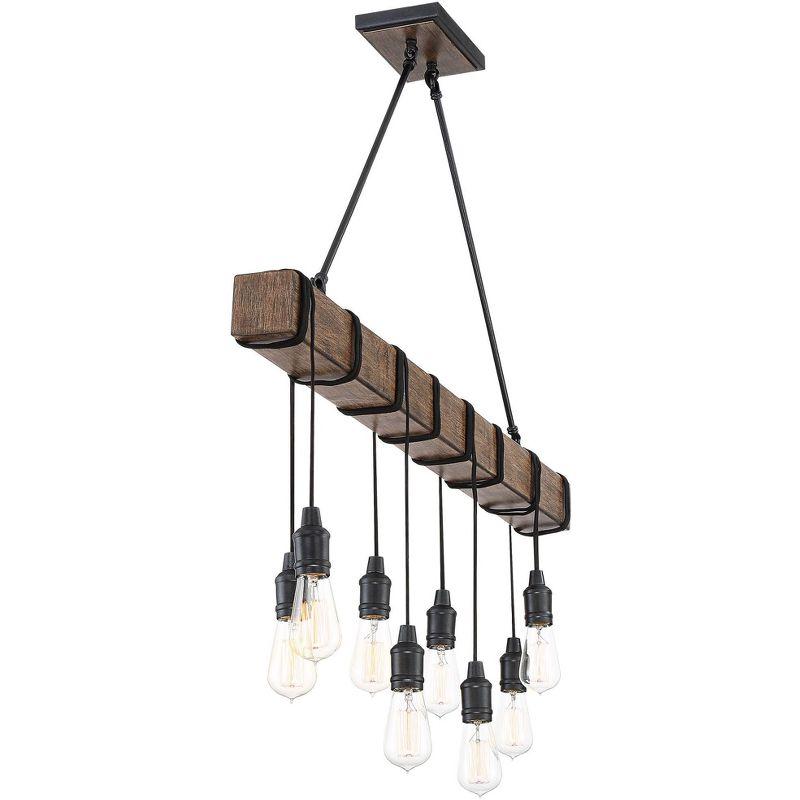 Possini Euro Design Tomas Black Wood Grain Island Pendant Chandelier 42 1/4" Wide Farmhouse Industrial Rustic 8-Light Fixture for Dining Room Kitchen