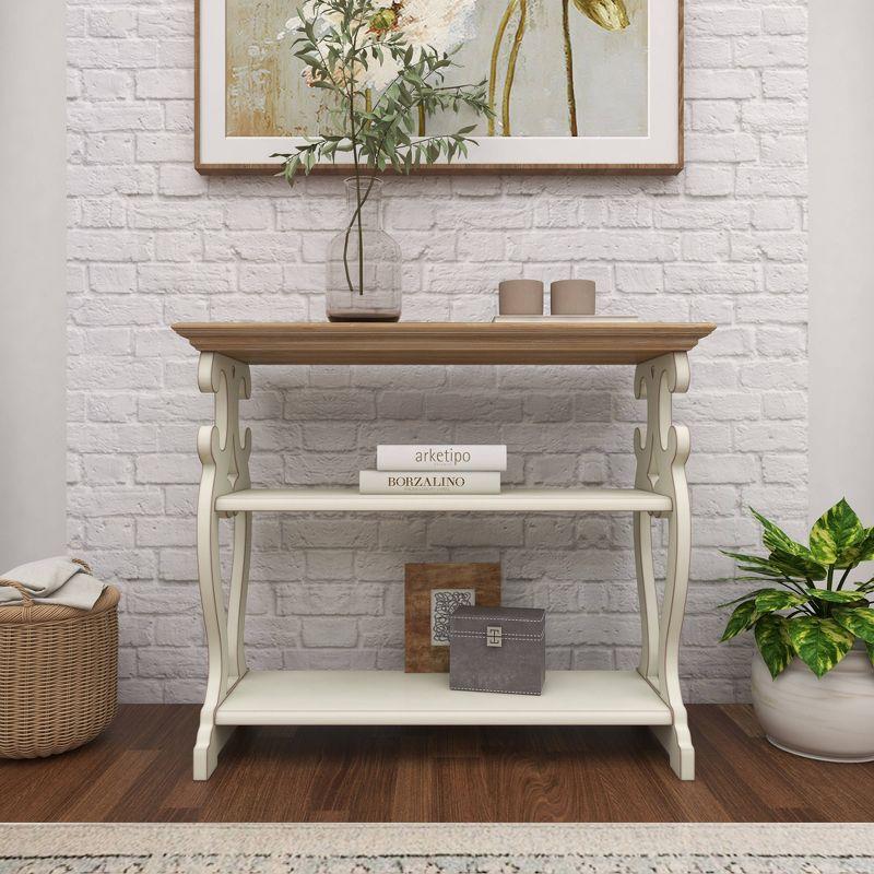 Farmhouse Wood Console Table Off White - Olivia & May: 2-Shelf Design, Tall Profile