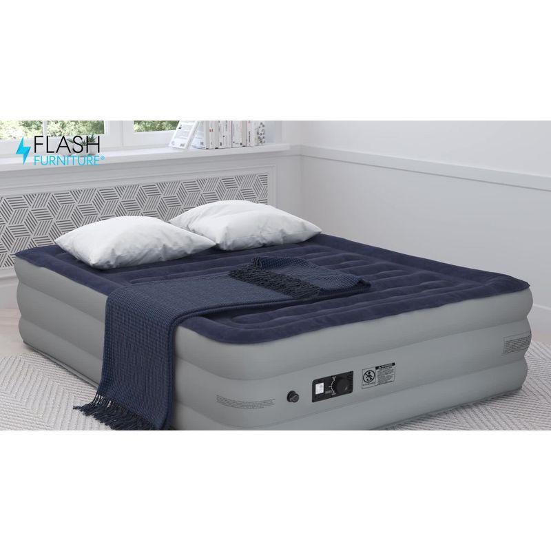 Flash Furniture 18 inch Air Mattress with ETL Certified Internal Electric Pump and Carrying Case - Queen