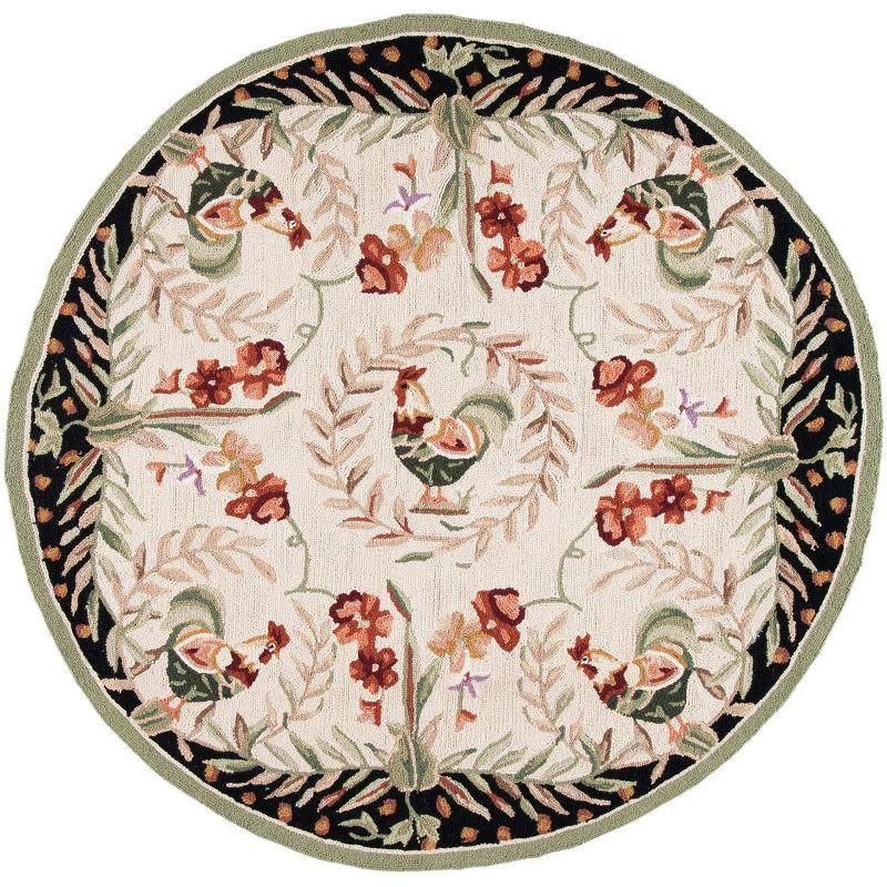 Chelsea HK92 Handmade Area Rug - 5'6" Round - Creme/Black - Safavieh