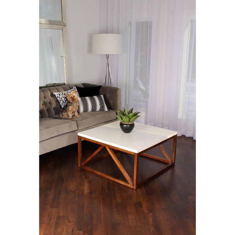 Kaya 36'' Walnut Square Wood and Metal Modern Coffee Table