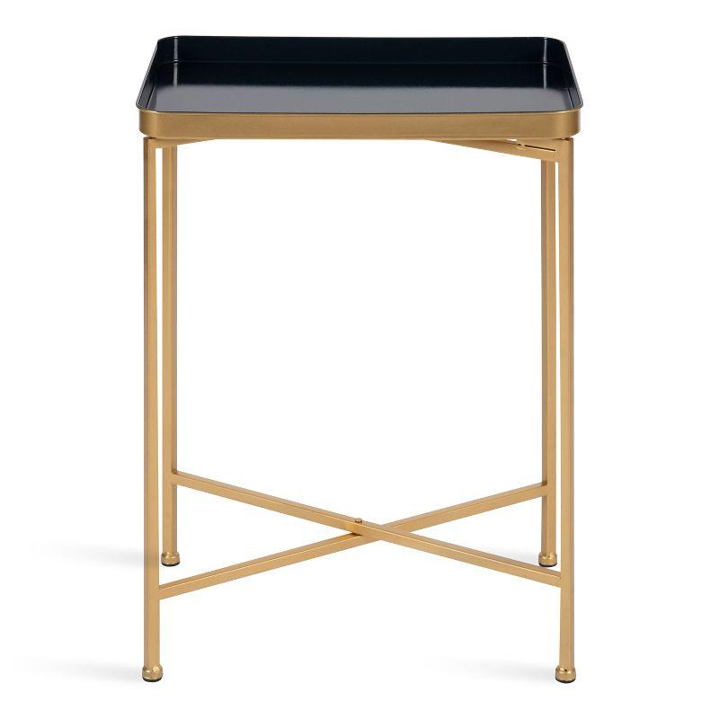 Kate and Laurel Celia Rectangle Metal Side Table, 18x12x26, Navy Blue and Gold