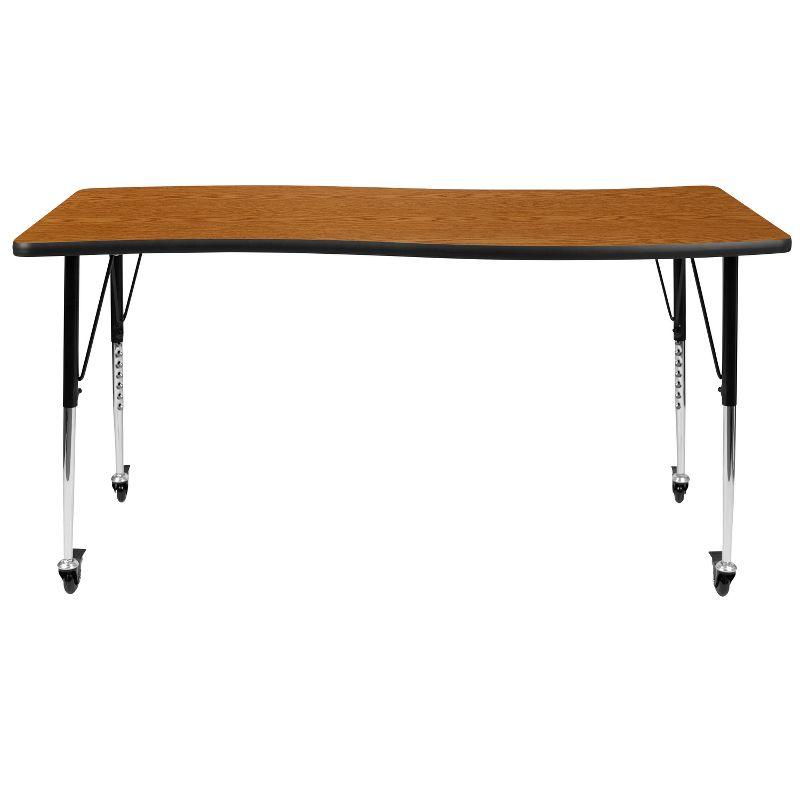Flash Furniture Goddard 28"W x 47.5"L Rectangular Wave Collaborative Grey Adjustable Height Activity Table