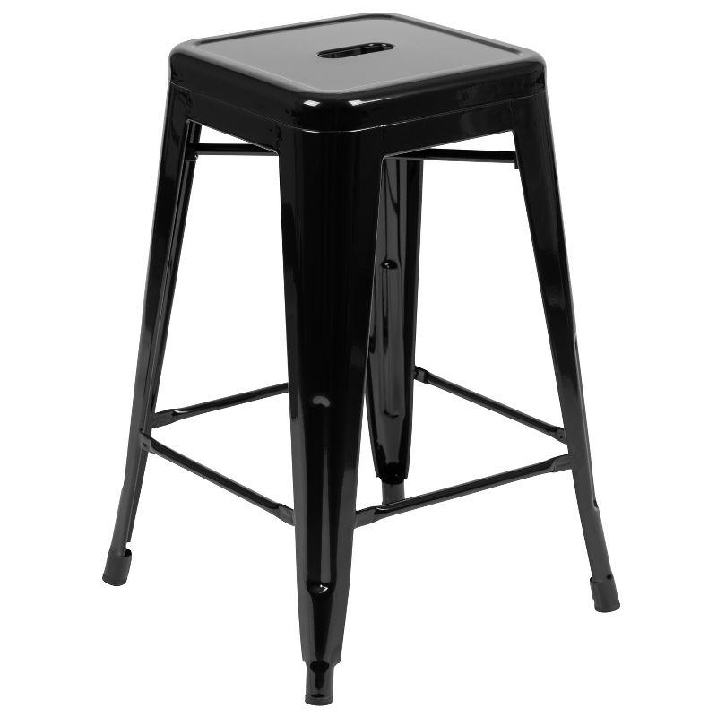 Flash Furniture 24" High Metal Counter-Height, Indoor Bar Stool - Stackable Set of 4