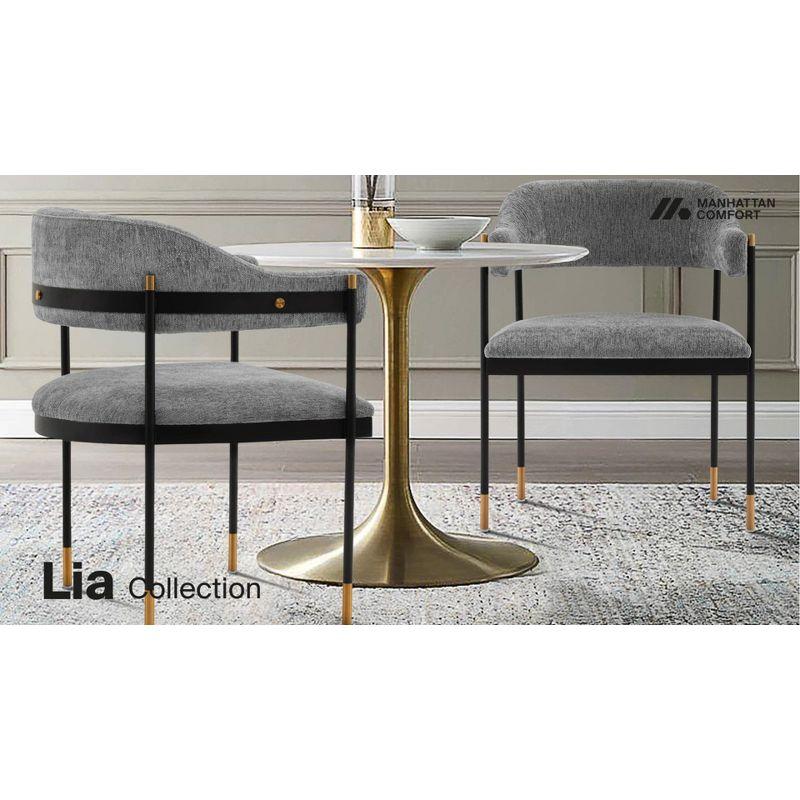 Set of 2 Lia Modern Boucle Dining Armchairs with Brushed Gold Accents - Manhattan Comfort
