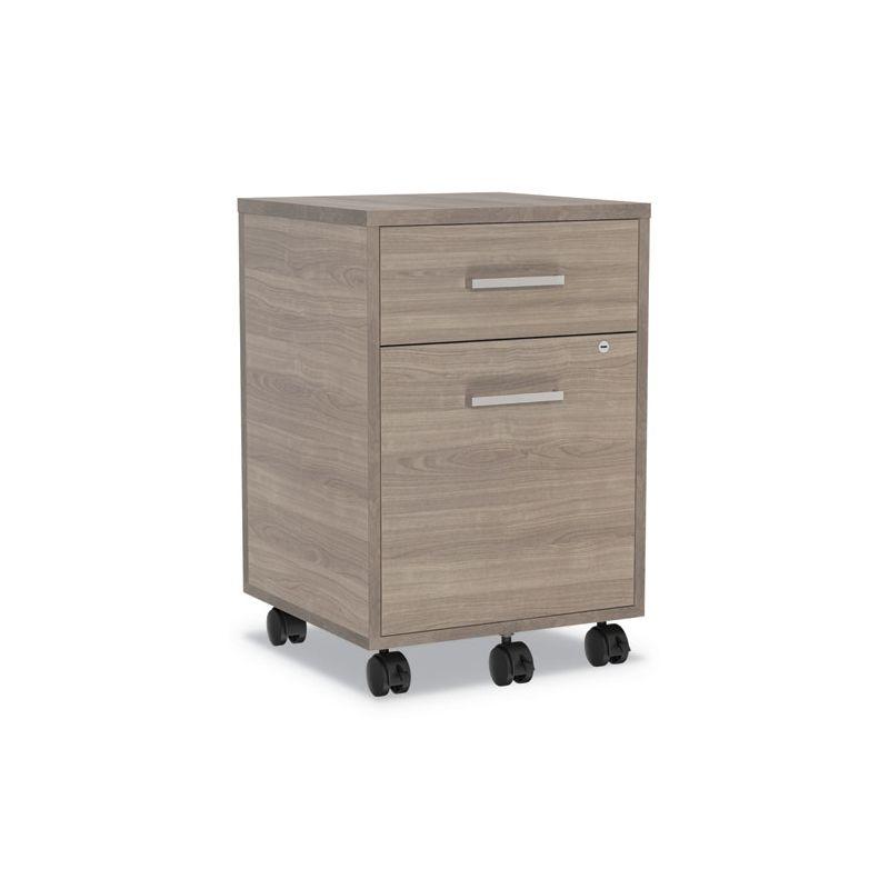 Linea Italia Urban Mobile File Pedestal, Left or Right, 2-Drawers: Box/File, Legal/A4, Natural Walnut, 16" x 15.25" x 23.75"