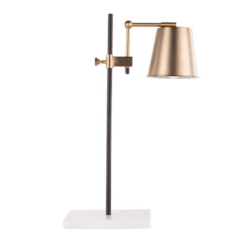 25-29" Metric Table Lamp Antique Brass/White - LumiSource: Vintage Style, Adjustable Head Tilt, UL Listed, Metal Shade