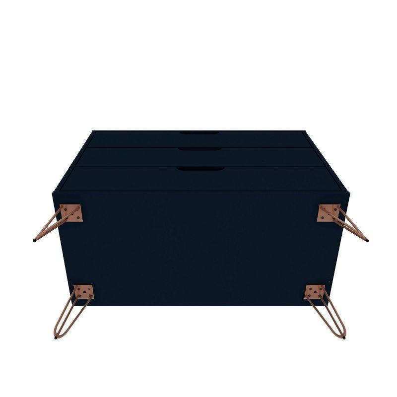 Manhattan Comfort Set of 2 Rockefeller 3 Drawer Dresser Tatiana Midnight Blue: MDF Bedroom Storage, Easy-Glide, Includes Anti-Tip Hardware