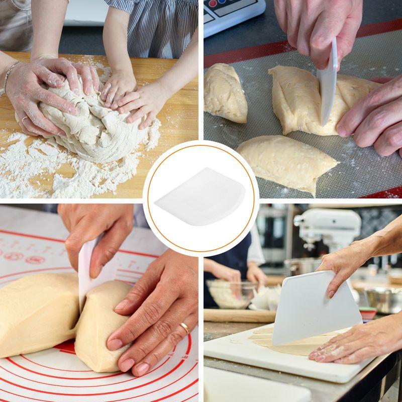 Unique Bargains Kitchen Flexible Plastic Baking Cake Scraper Dough Cutter 4.65x3.7 Inch White 12 Pcs