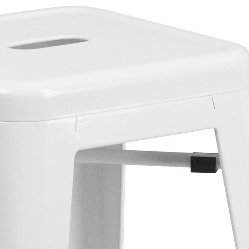 White 30" Backless Metal Indoor-Outdoor Stool