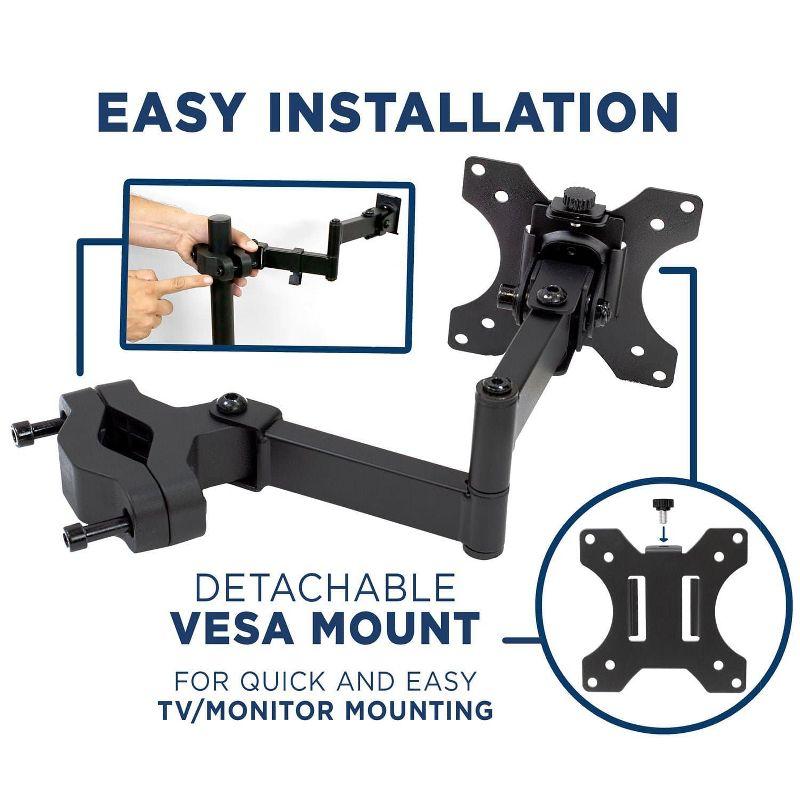 Mount-It! Universal VESA Pole Mount with Articulating Arm | Full Motion TV Pole Mount Bracket | VESA 75 100 | Fits TVs or Monitors Up to 32 Inches