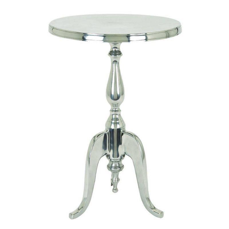 Elegant Round Silver Aluminum Pedestal Accent Table