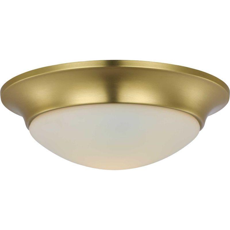 Satin Brass 11.5'' Etched White Glass Transitional Flush Mount