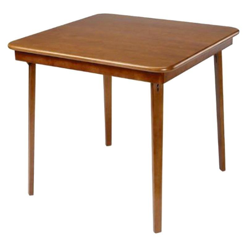 Straight Edge Folding Card Table Cherry - Stakmore: Wood Composite, Steel Hardware, No Assembly Required