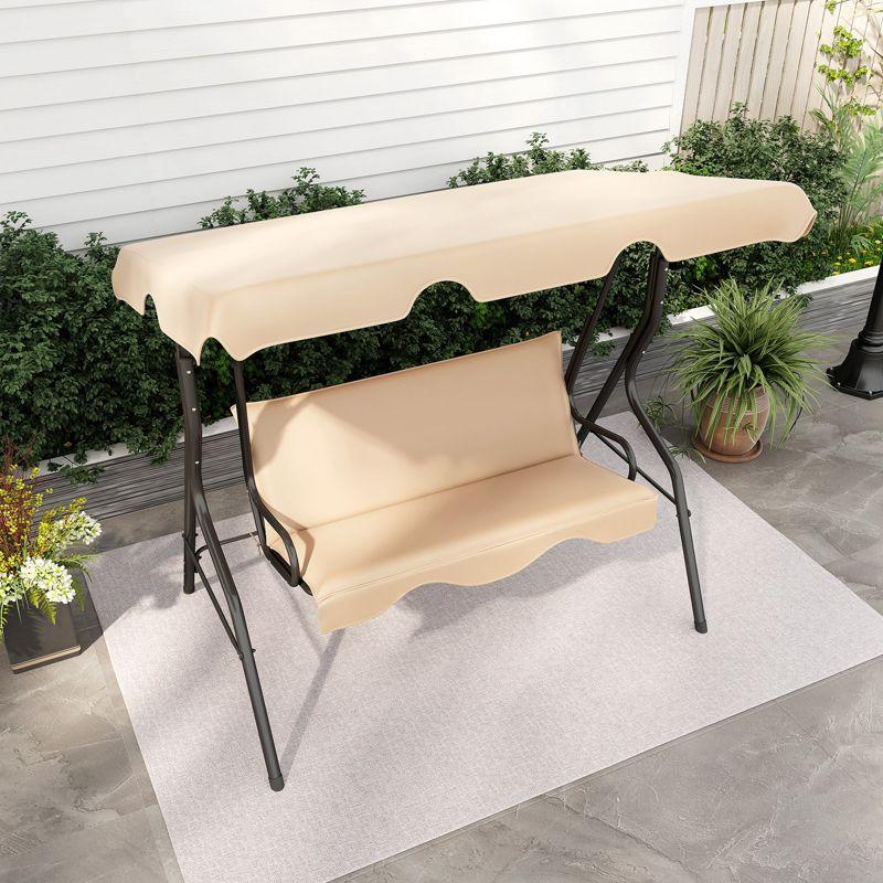 Arlmont & Co. Arlmont & Co. Patio 3 Seats Canopy Swing Glider Hammock Steel Frame Cushioned Backyard