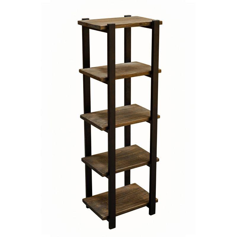 Pomona 4-Shelf Bath Storage Brown - Alaterre Furniture: Metal Frame, Lacquered Wood, Fixed Shelves