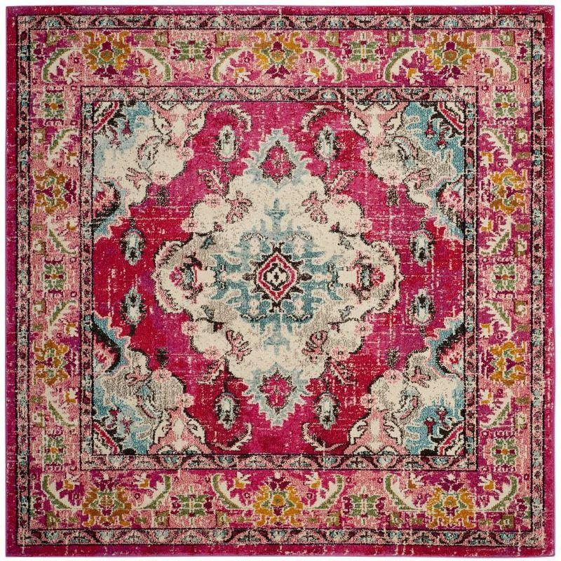 Monaco MNC243 Power Loomed Indoor Area Rug - Pink/Multi - 5'x5' - Safavieh