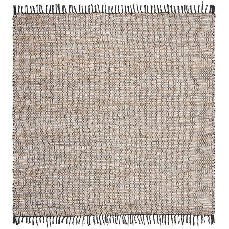 Vintage Leather VTL203 Hand Woven Indoor Area Rug - Silver - 6'x6' - Safavieh
