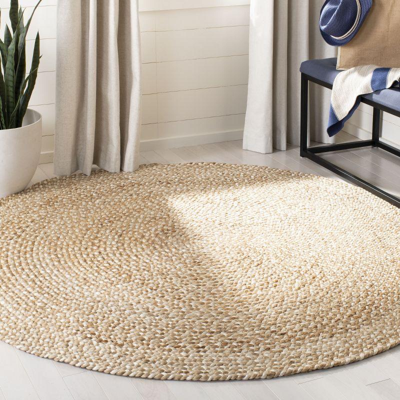 Ivory Bliss Hand-Knotted Round Natural Fiber Rug, 4' Diameter
