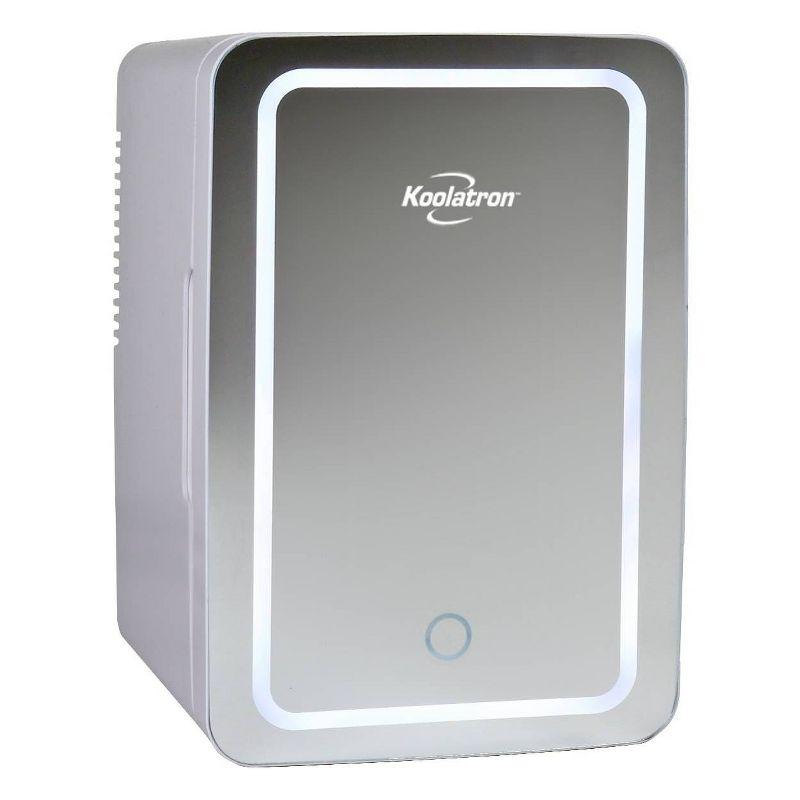 Koolatron Cosmetics Fridge w/ LED Lighted Makeup Mirror 12V 110V: Portable Skincare Cooler, Beauty Refrigerator, 6.3L Capacity