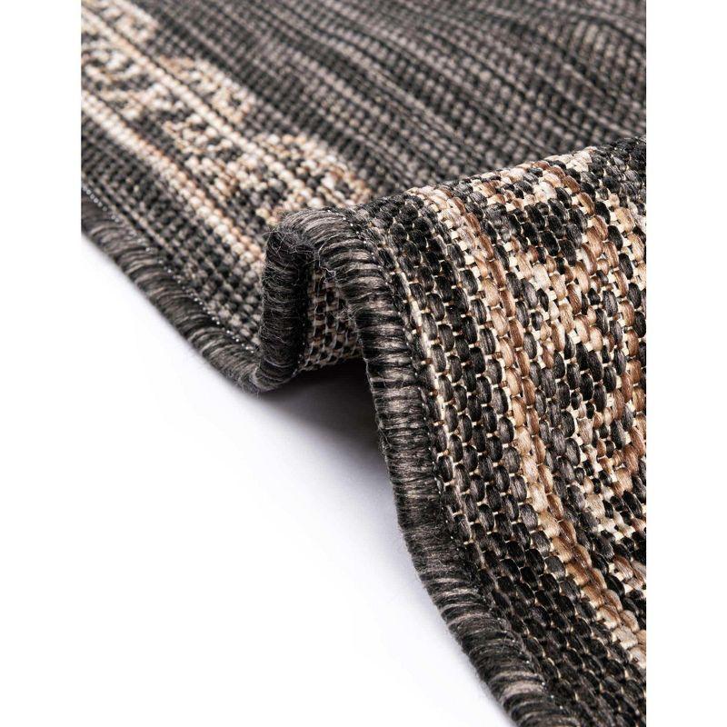 Unique Loom 6' 1 x 9' 0 Rectangle Indoor/Outdoor Traditional Charcoal Gray Area Rug