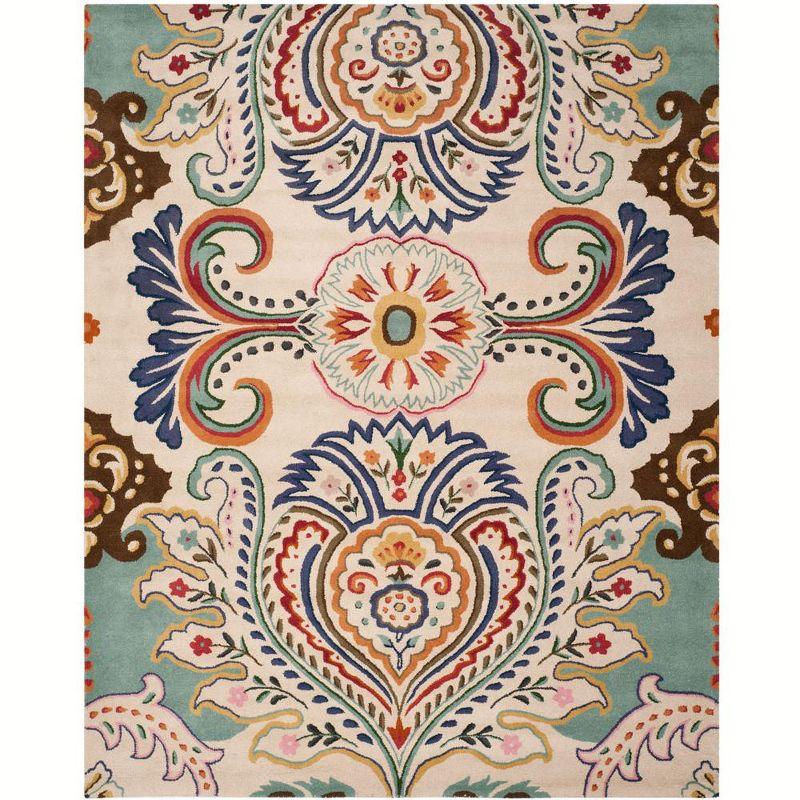 Bella BEL118 Hand Tufted Area Rug - Ivory/Teal - 8'9"x12' - Safavieh.