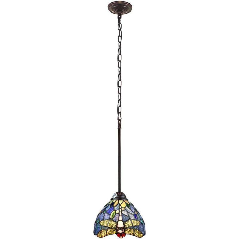 Chloe Lighting Sunniva Dragonfly Tiffany-Style 1 Light Mini-Pendant 8 Inch Wide
